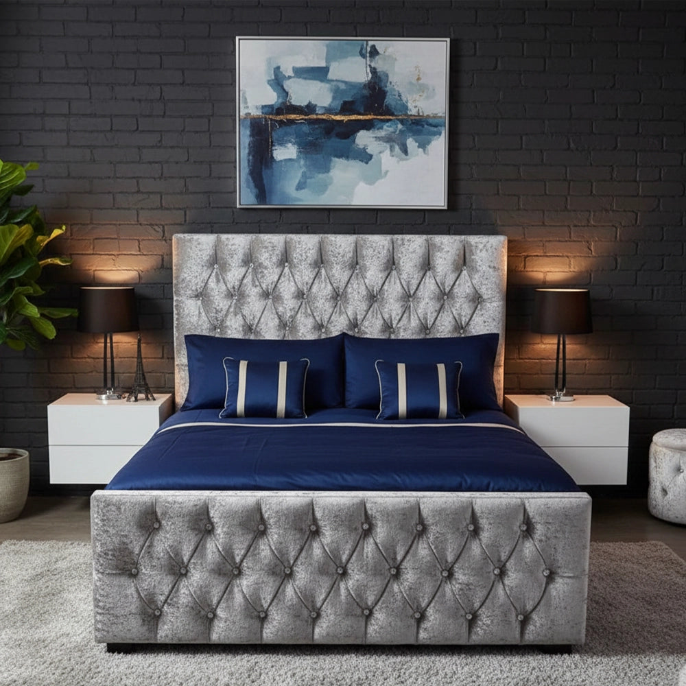 Florida Diamond Velvet Bed Frame | Storage & Mattress